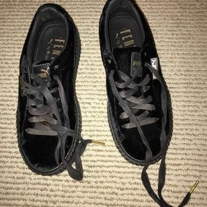 Black Rihanna Fenty Puma platform shoes